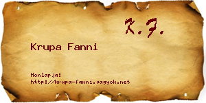 Krupa Fanni névjegykártya